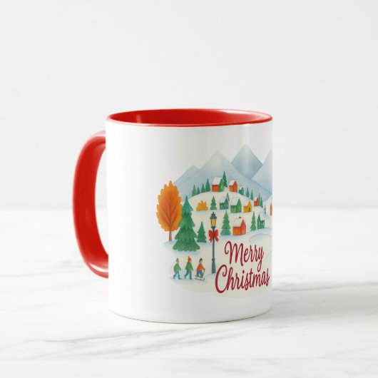 Merry Christmas – Winter Village Holiday Comb mug マグカップ (正面左)
