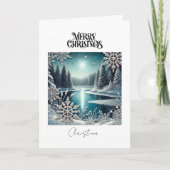 Merry Christmas Winter Wonderland Snow Flakes  カード (正面)