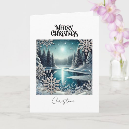 Merry Christmas Winter Wonderland Snow Flakes  カード (蘭)
