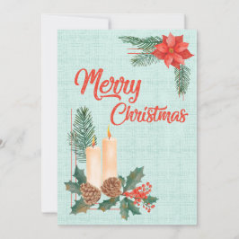 Merry Christmas Wishes with Candles Pinecones and シーズンカード