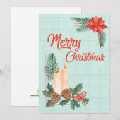 Merry Christmas Wishes with Candles Pinecones and シーズンカード (正面/裏面)