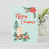 Merry Christmas Wishes with Candles Pinecones and シーズンカード (スタンド正面)