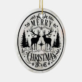 Merry Christmas wishes with Reindeers セラミックオーナメント (右)