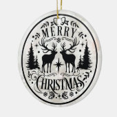Merry Christmas wishes with Reindeers セラミックオーナメント (左)