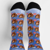 Merry Christmas with 1 Heart Photo and Name Blue ソックス (上部)