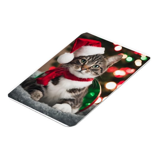 Merry Christmas with a cute kitten マグネット (左側)