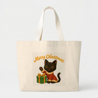 Merry Christmas with Emi the Black Cat ラージトートバッグ