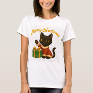 Merry Christmas with Emi the Black Cat Tシャツ