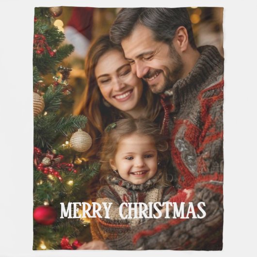 Merry Christmas with Family Fleece Blanket フリースブランケット (正面)