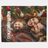 Merry Christmas with Family Fleece Blanket フリースブランケット (正面(横))