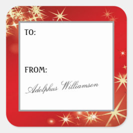 Merry Christmas with Gold Stars Gift Label スクエアシール