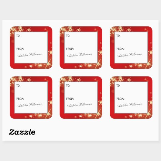 Merry Christmas with Gold Stars Gift Label スクエアシール (シート)