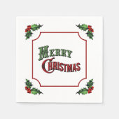 Merry Christmas with Holly スタンダードカクテルナプキン (正面)