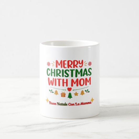 Merry Christmas With Mom – Bilingual Holiday コーヒーマグカップ (中央)