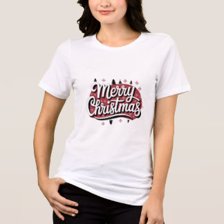 Merry Christmas with Snowflakes - Festive T-Shirt  トライブレンドＴシャツ