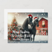 Merry Christmas with two black horses ポストカード (正面/裏面)