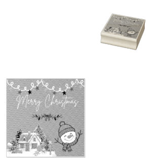 Merry Christmas Wood Art Stamp ラバースタンプ
