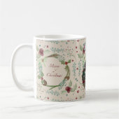 Merry Christmas Woodland Evergreen Wreath  コーヒーマグカップ (左)