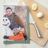 Merry Christmas World’s Best Dad Photos Sage Green キッチンタオル (四つ折り)