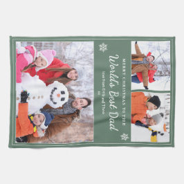 Merry Christmas World’s Best Dad Photos Sage Green キッチンタオル