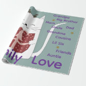 Merry Christmas Wrapping Family Love Friends Cat ラッピングペーパー (アンロールド)