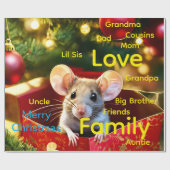 Merry Christmas Wrapping Family Love Mouse  ラッピングペーパー (フラット)