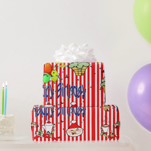 Merry Christmas Wrapping Paper Happy Birthday  ラッピングペーパー (パーティーギフト)