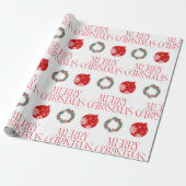 Merry Christmas Wrapping Paper w Ornament & Wreath ラッピングペーパー (アンロールド)