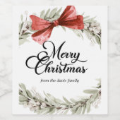 Merry Christmas Wreath ワインラベル (シングルラベル)