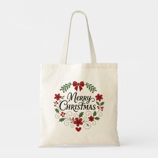 Merry Christmas Wreath Budget Tote Bag トートバッグ (裏面)