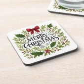 Merry Christmas Wreath Coasters Set コースター (左側)