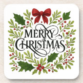Merry Christmas Wreath Coasters Set コースター (正面)