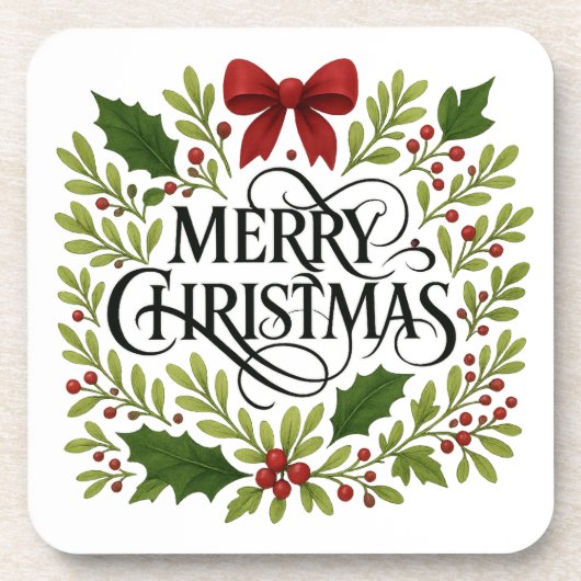 Merry Christmas Wreath Coasters Set コースター (正面)