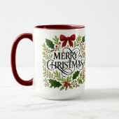 Merry Christmas Wreath Coffee Mug マグカップ (左)