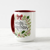 Merry Christmas Wreath Coffee Mug マグカップ (正面左)
