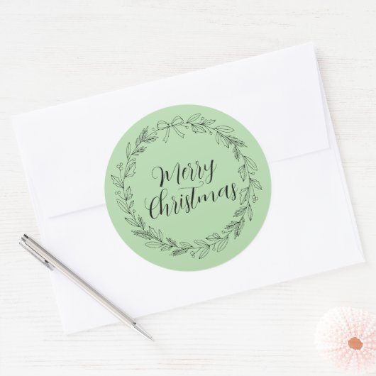 Merry Christmas wreath crest stickers and sealers ラウンドシール (封筒)