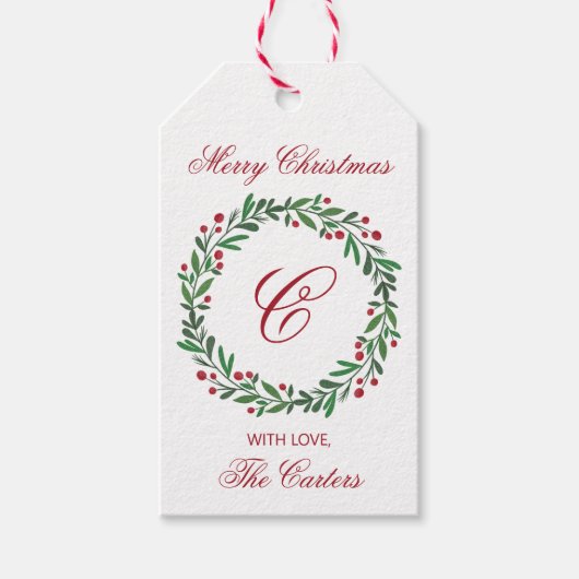 Merry Christmas Wreath Gift Tag ギフトタグ (正面)