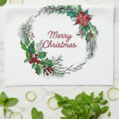 Merry Christmas Wreath Kitchen Towel キッチンタオル (折り畳み)