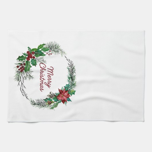 Merry Christmas Wreath Kitchen Towel キッチンタオル (横)
