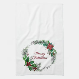 Merry Christmas Wreath Kitchen Towel キッチンタオル