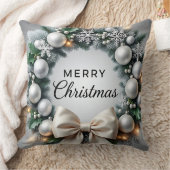 Merry Christmas Wreath Luxury Holiday Pillow クッション (ブランケット)
