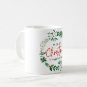 Merry Christmas Wreath Mug – Holiday &  Mug, 11 oz コーヒーマグカップ (正面左)