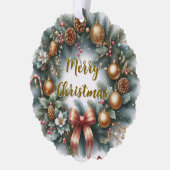 Merry Christmas Wreath Personalized  オーナメントカード (左)