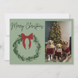 Merry Christmas Wreath Photo Card シーズンカード
