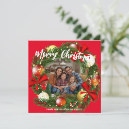 Merry Christmas Wreath Photo Personalized Family N シーズンカード