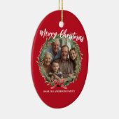 Merry Christmas Wreath Photo Personalized Family N セラミックオーナメント (右)