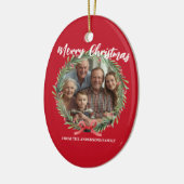 Merry Christmas Wreath Photo Personalized Family N セラミックオーナメント (左)