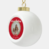 Merry Christmas Wreath Photo Personalized Family N セラミックボールオーナメント (右)