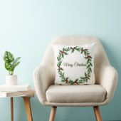 Merry Christmas Wreath Pillow for Home Decor クッション (椅子)