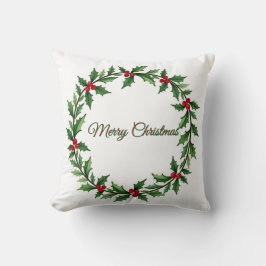 Merry Christmas Wreath Pillow for Home Decor クッション
